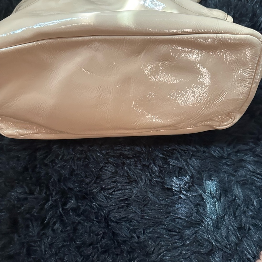 Cream patent leather bag
